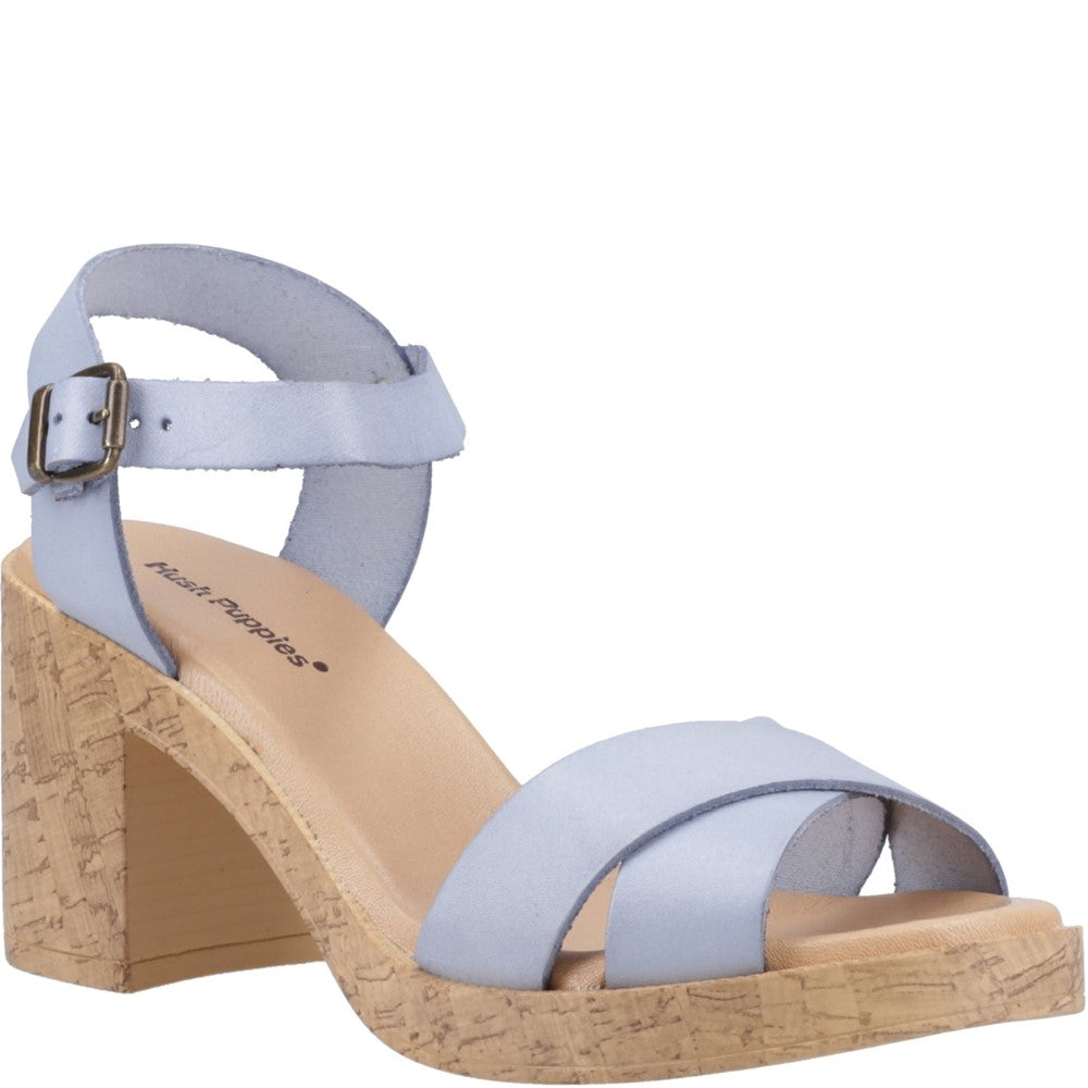 Ladies Heeled Sandals Blue Hush Puppies Georgia Cork Sandal