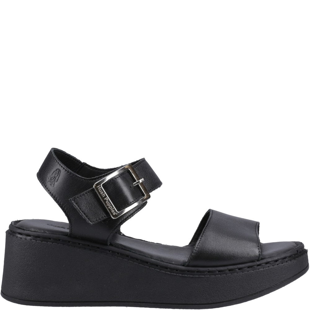 Ladies Heeled Sandals Black Hush Puppies Beatrix Wedge Sandal