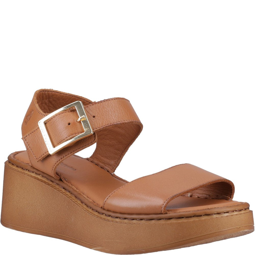 Ladies Heeled Sandals Tan Hush Puppies Beatrix Wedge Sandal