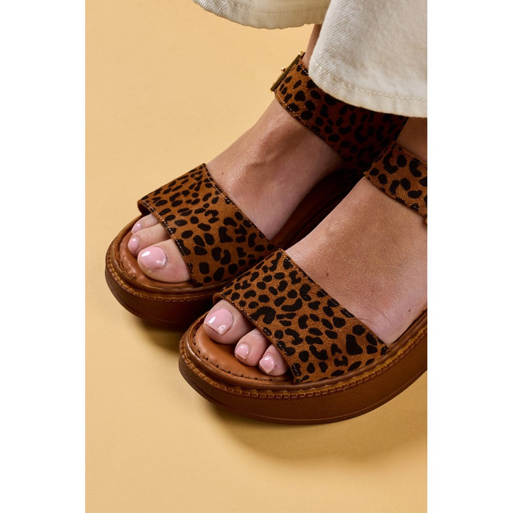 Ladies Heeled Sandals Leopard Hush Puppies Beatrix Wedge Sandal