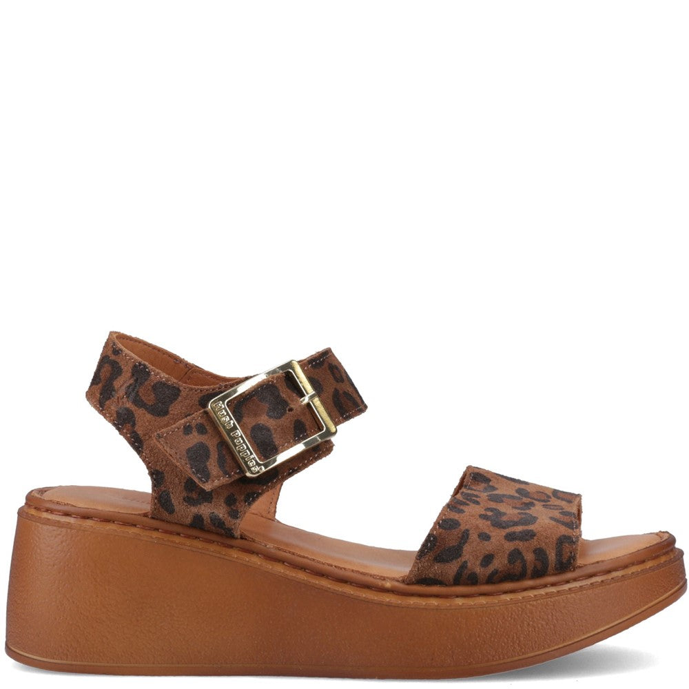 Ladies Heeled Sandals Leopard Hush Puppies Beatrix Wedge Sandal