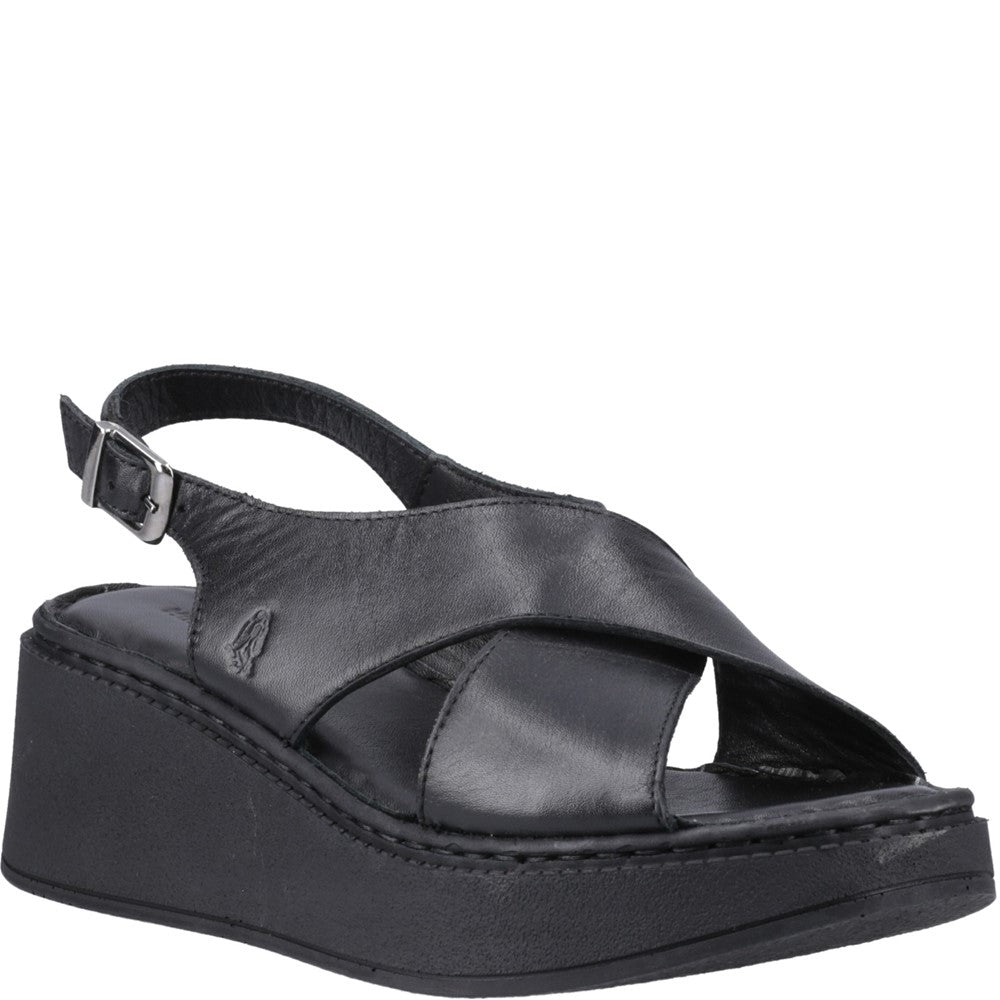 Ladies Heeled Sandals Black Hush Puppies Bex Wedge Sandal