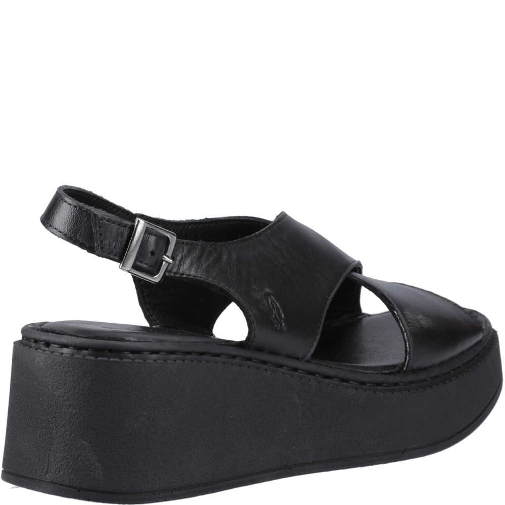 Ladies Heeled Sandals Black Hush Puppies Bex Wedge Sandal