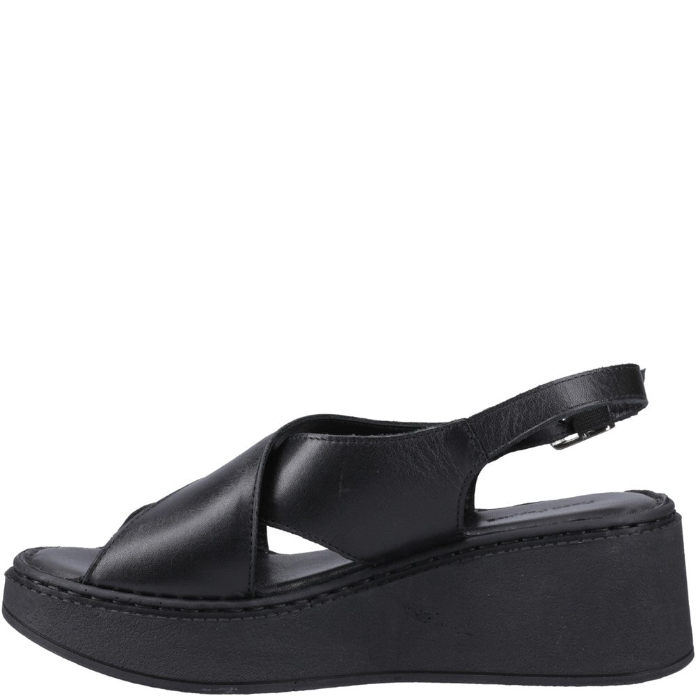 Ladies Heeled Sandals Black Hush Puppies Bex Wedge Sandal