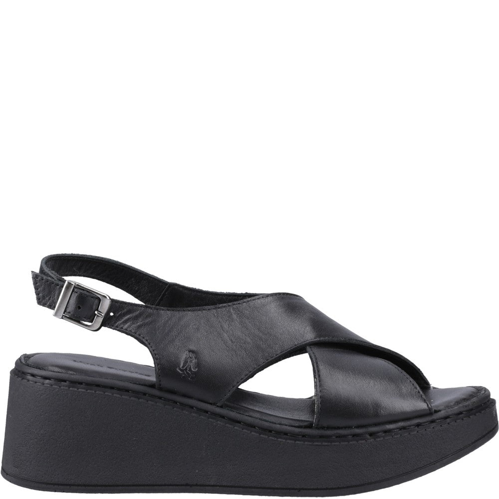 Ladies Heeled Sandals Black Hush Puppies Bex Wedge Sandal
