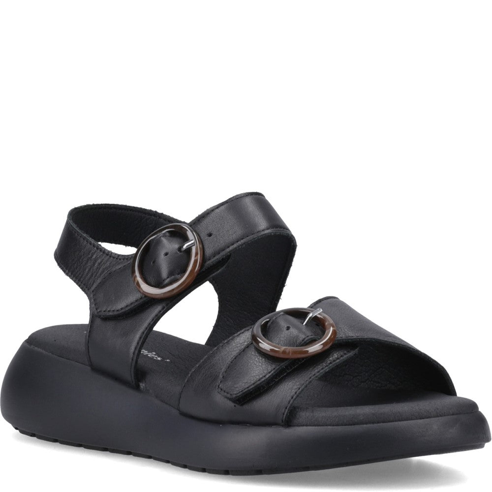 Sandal Ladies Summer Black Hush Puppies Alison Buckle Sandal