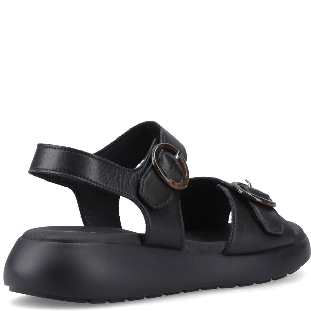 Sandal Ladies Summer Black Hush Puppies Alison Buckle Sandal