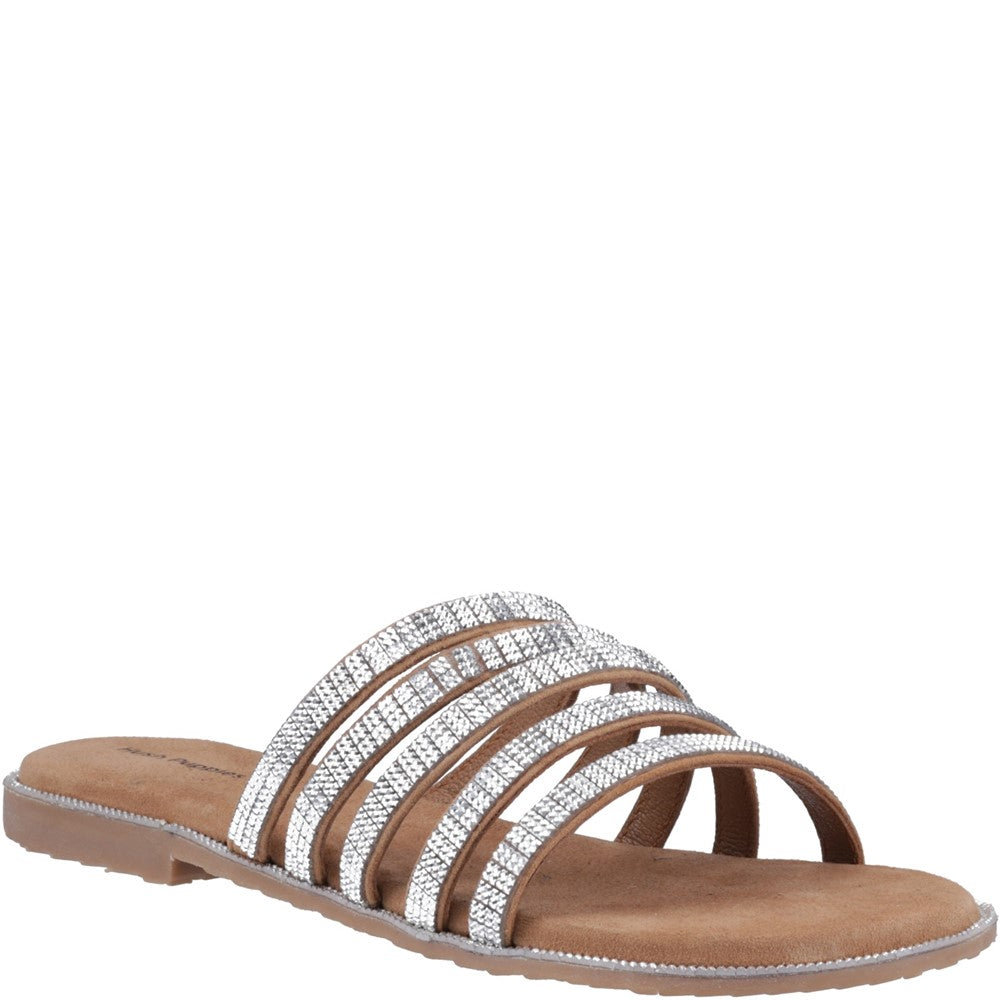 Sandal Ladies Summer Tan/Silver Hush Puppies Paris Slide Sandal