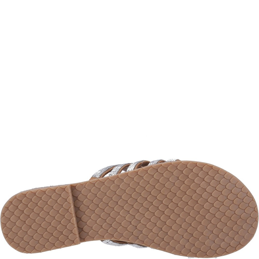 Sandal Ladies Summer Tan/Silver Hush Puppies Paris Slide Sandal