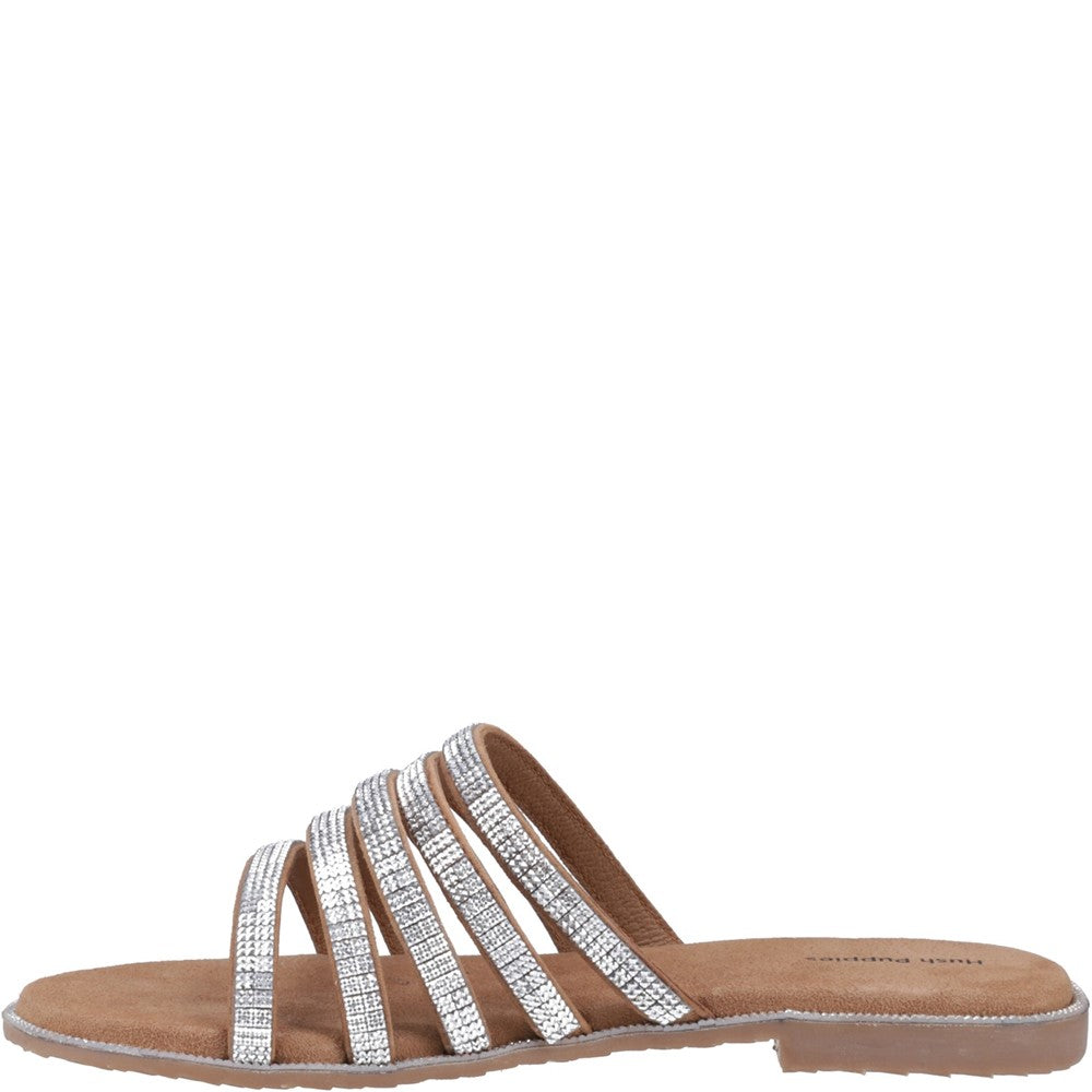Sandal Ladies Summer Tan/Silver Hush Puppies Paris Slide Sandal