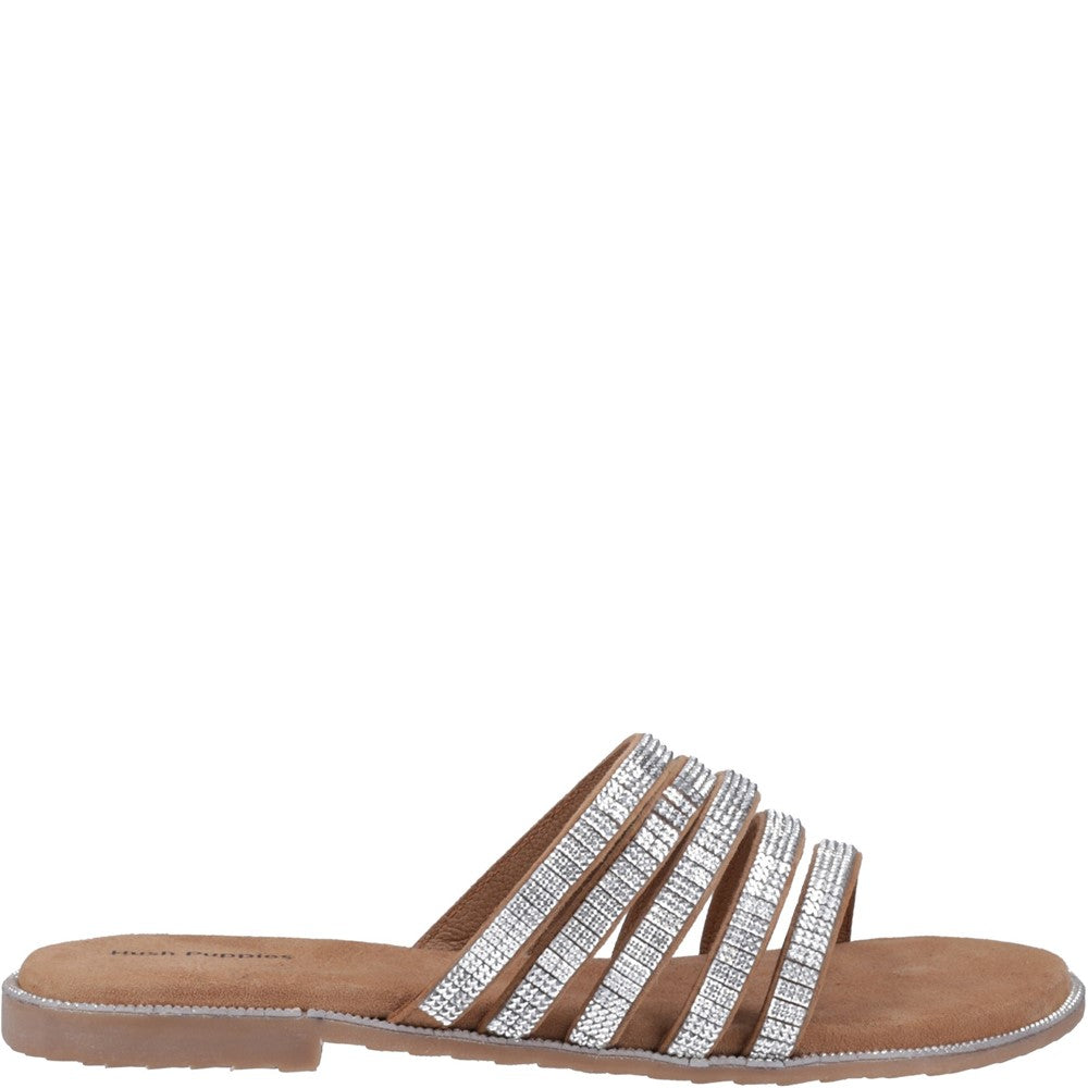 Sandal Ladies Summer Tan/Silver Hush Puppies Paris Slide Sandal