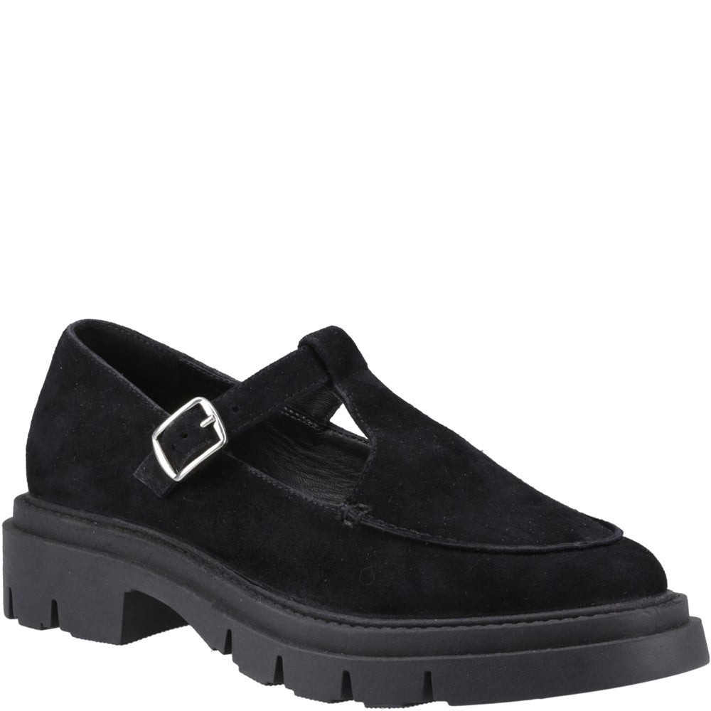 Slip On Ladies Shoes Black Hush Puppies Nella T-Bar Shoe