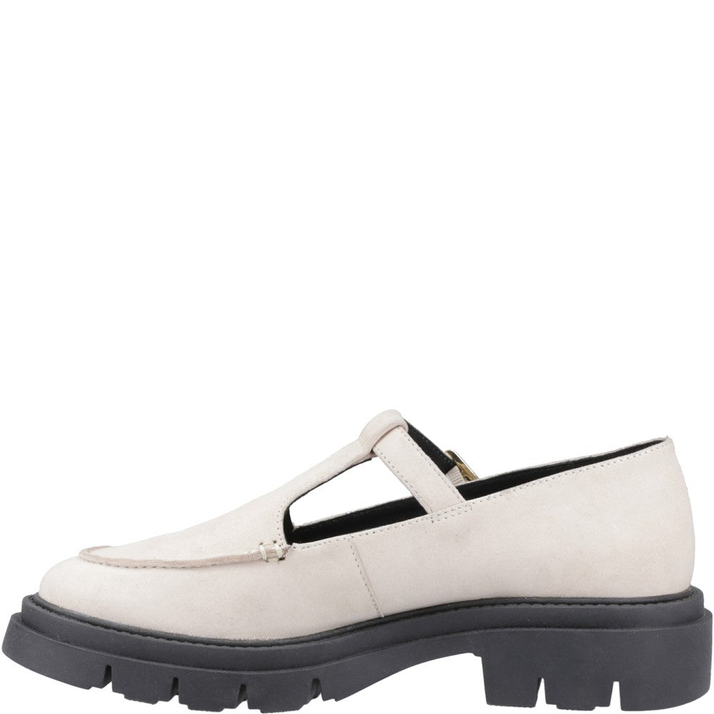 Slip On Ladies Shoes Cream Hush Puppies Nella T-Bar Shoe