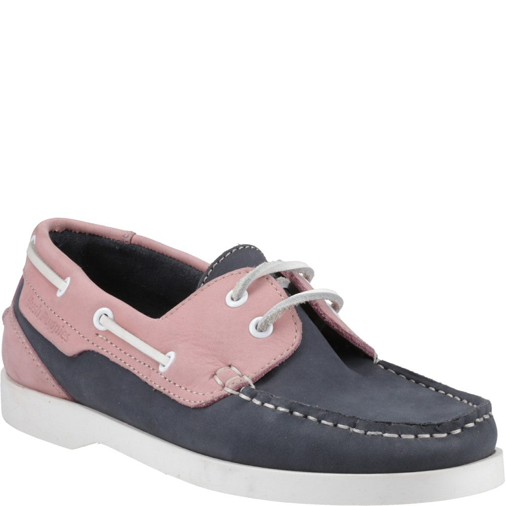 Slip On Ladies Shoes Navy/Pink Hush Puppies Isabel Boat Shoe