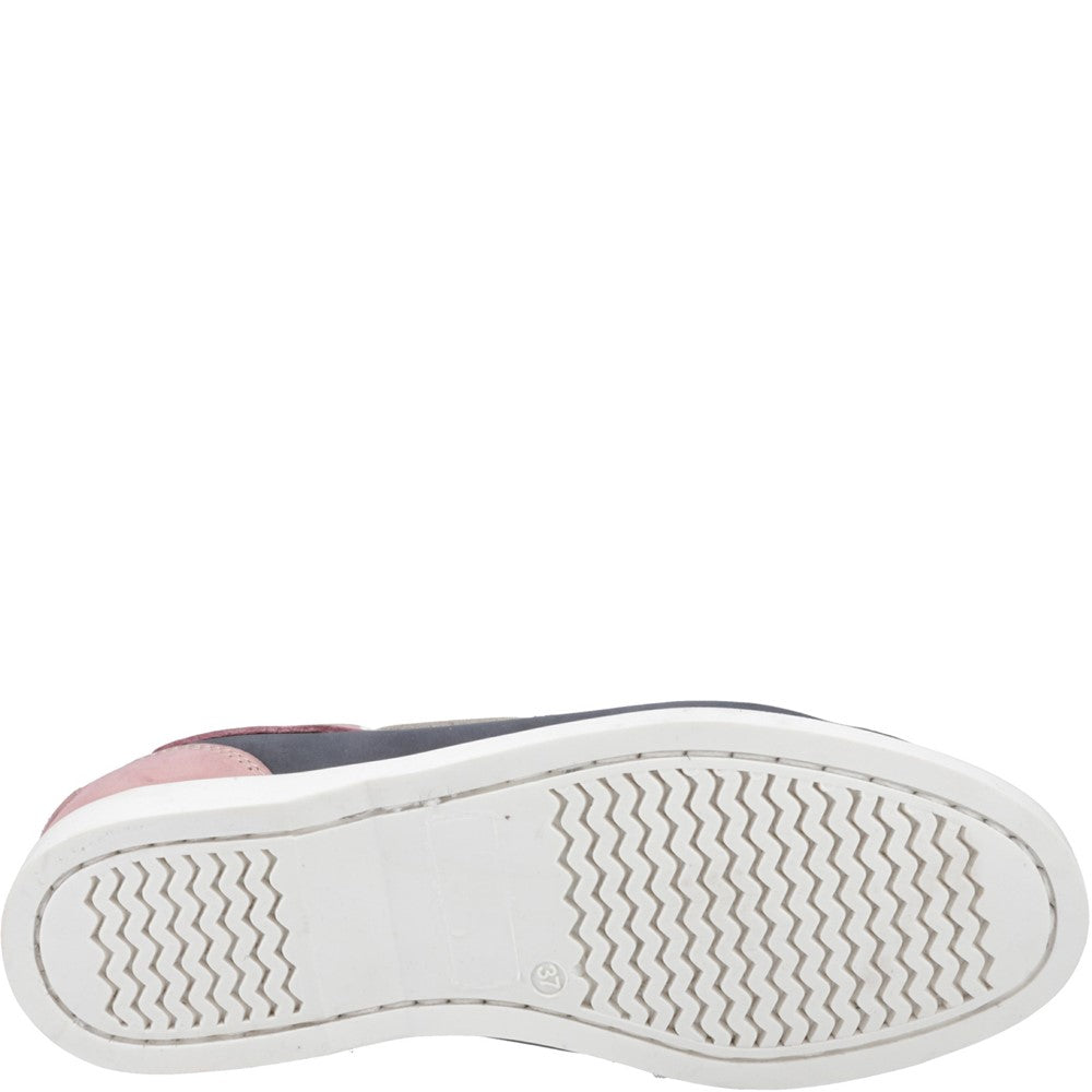 Slip On Ladies Shoes Navy/Pink Hush Puppies Isabel Boat Shoe
