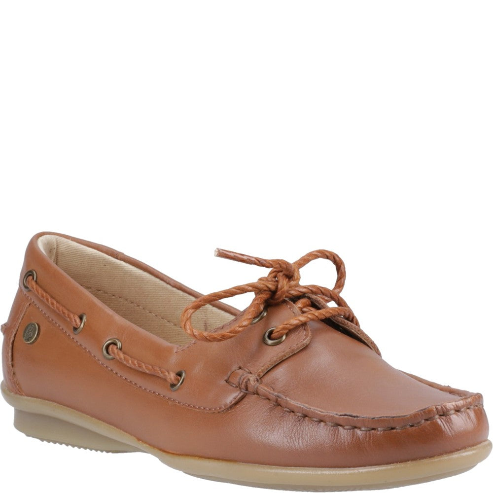 Slip On Ladies Shoes Tan Hush Puppies Irene Boat Shoe
