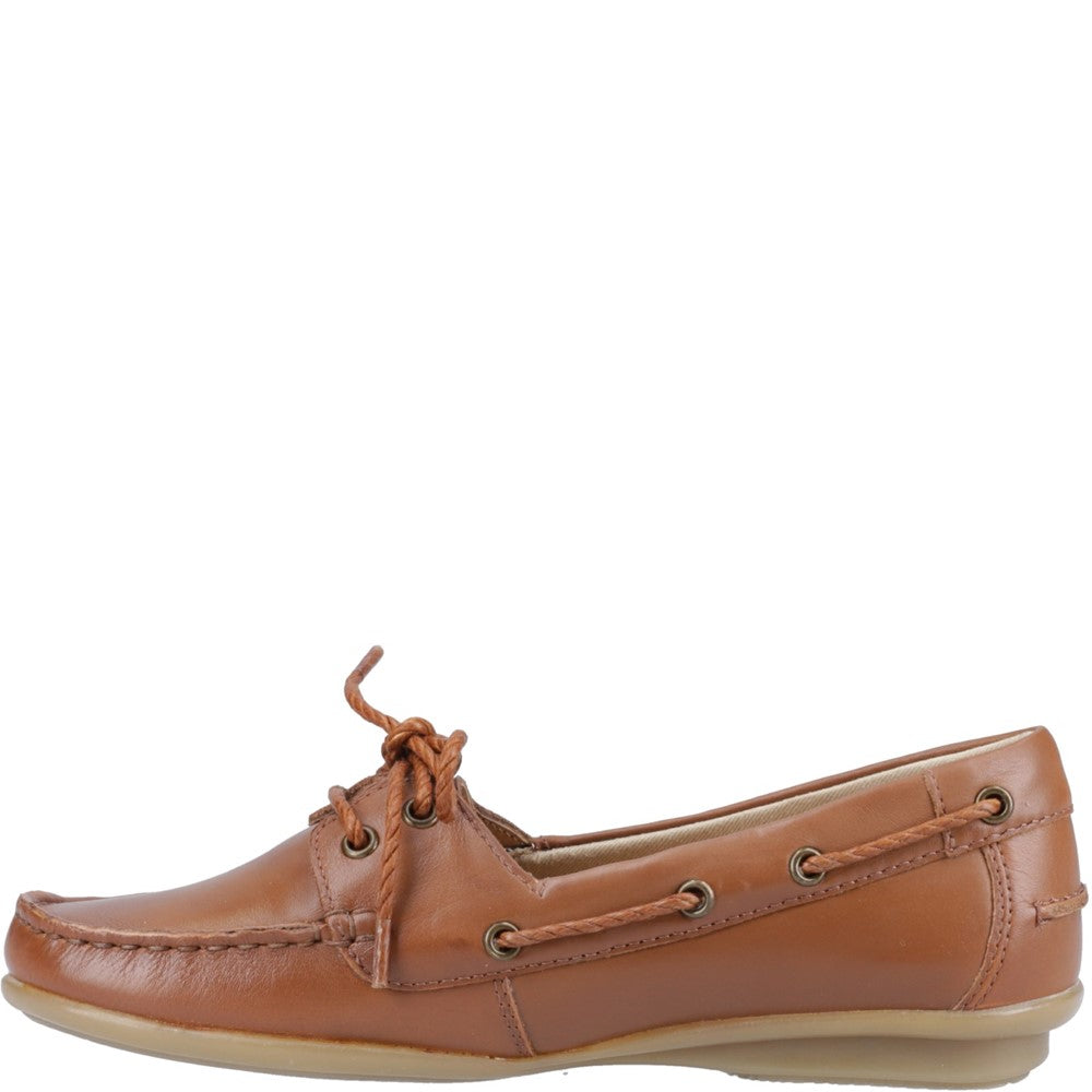 Slip On Ladies Shoes Tan Hush Puppies Irene Boat Shoe