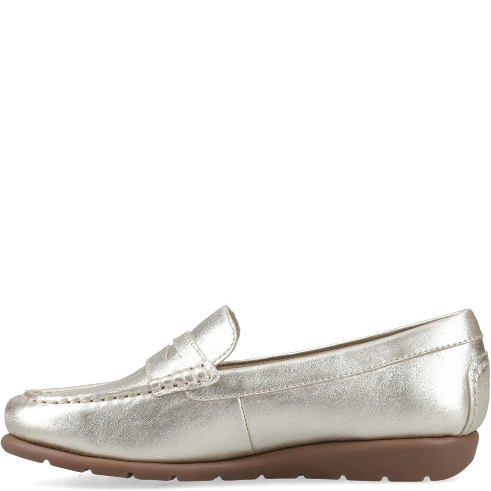 Slip On Ladies Shoes Gold Hush Puppies Shelby Loafer
