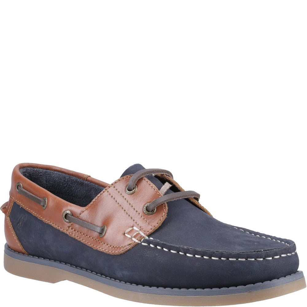 Lace Mens Summer Navy/Tan Hush Puppies Wilson Boat Shoe