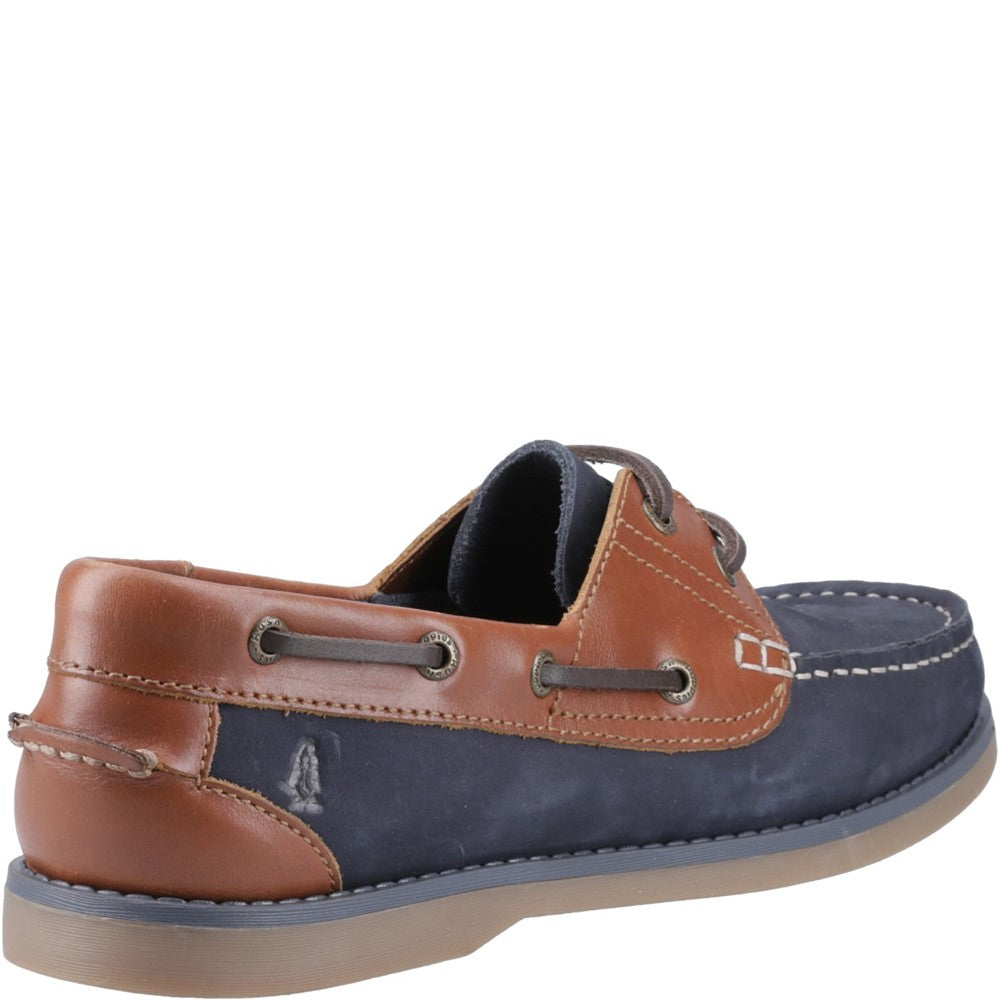 Lace Mens Summer Navy/Tan Hush Puppies Wilson Boat Shoe