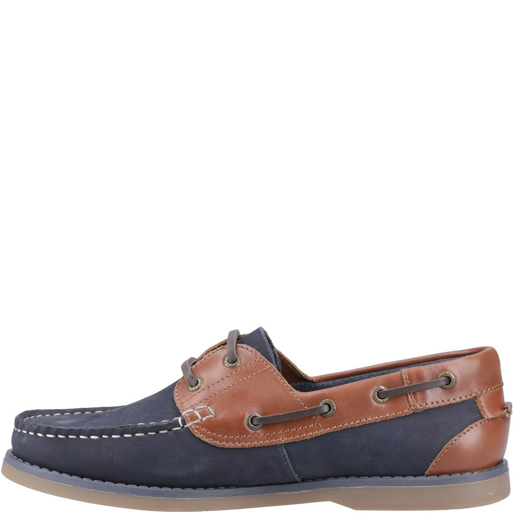 Lace Mens Summer Navy/Tan Hush Puppies Wilson Boat Shoe