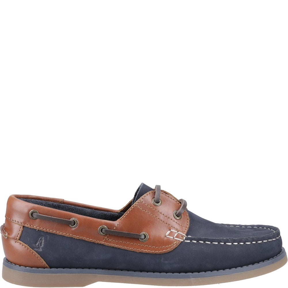 Lace Mens Summer Navy/Tan Hush Puppies Wilson Boat Shoe