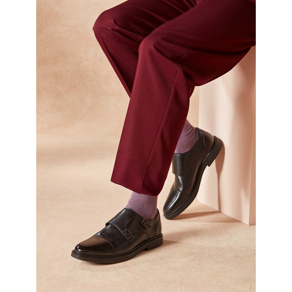 Mens Formal Slip On Shoes Black Hush Puppies Kane Monk Shoe