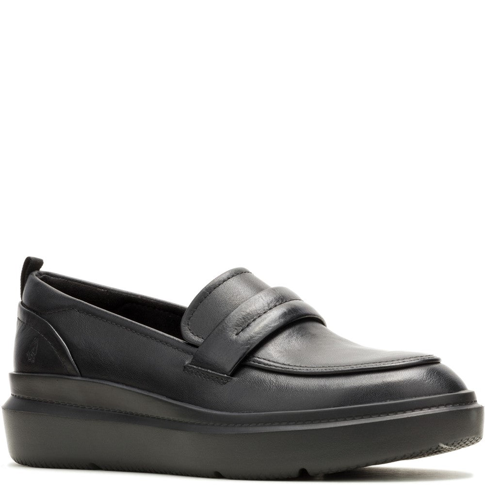 Slip On Ladies Shoes Black/Black Hush Puppies Joy Penny Loafer