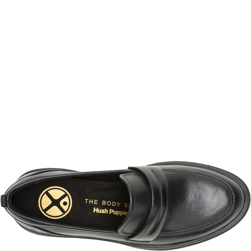 Slip On Ladies Shoes Black/Black Hush Puppies Joy Penny Loafer