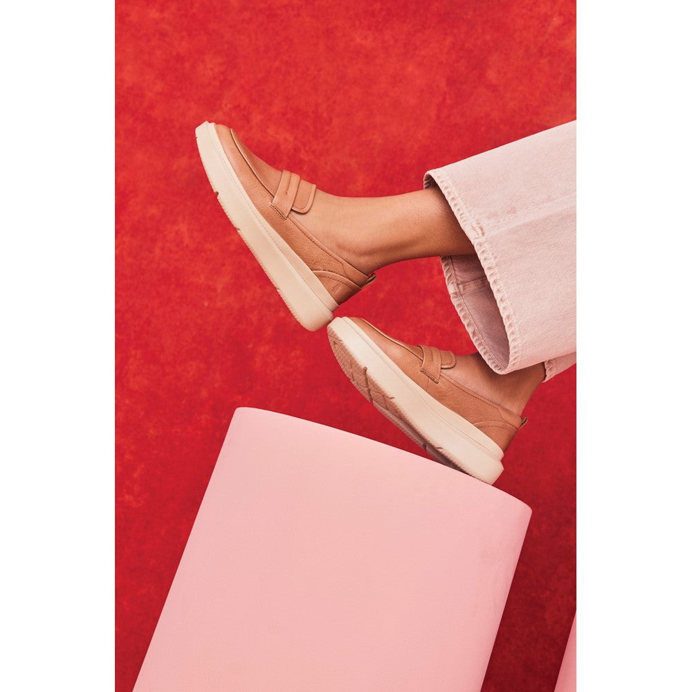 Slip On Ladies Shoes Tan Hush Puppies Joy Penny Loafer
