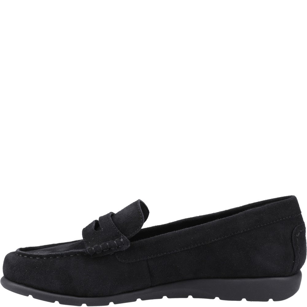 Slip On Ladies Shoes Black Hush Puppies Shelby Suede Loafer