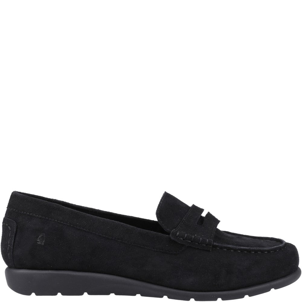 Slip On Ladies Shoes Black Hush Puppies Shelby Suede Loafer