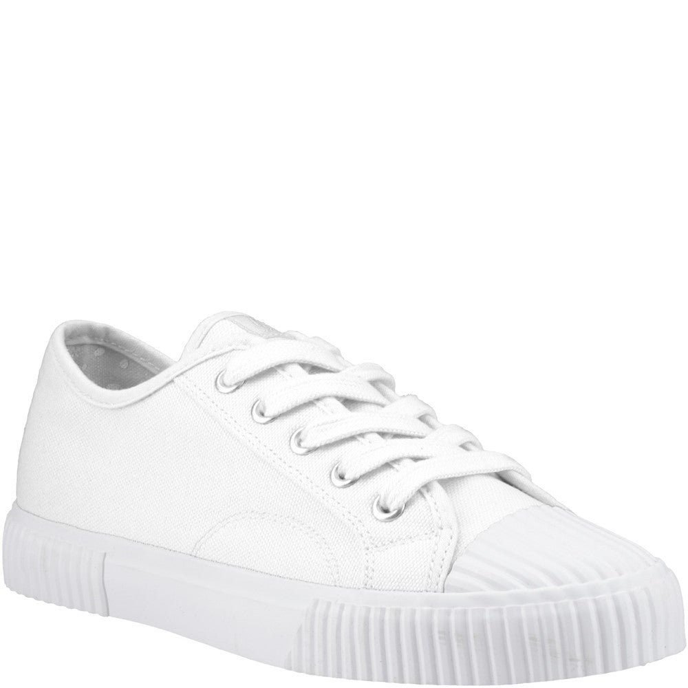 Ladies Sports White Hush Puppies Freya Canvas Trainer