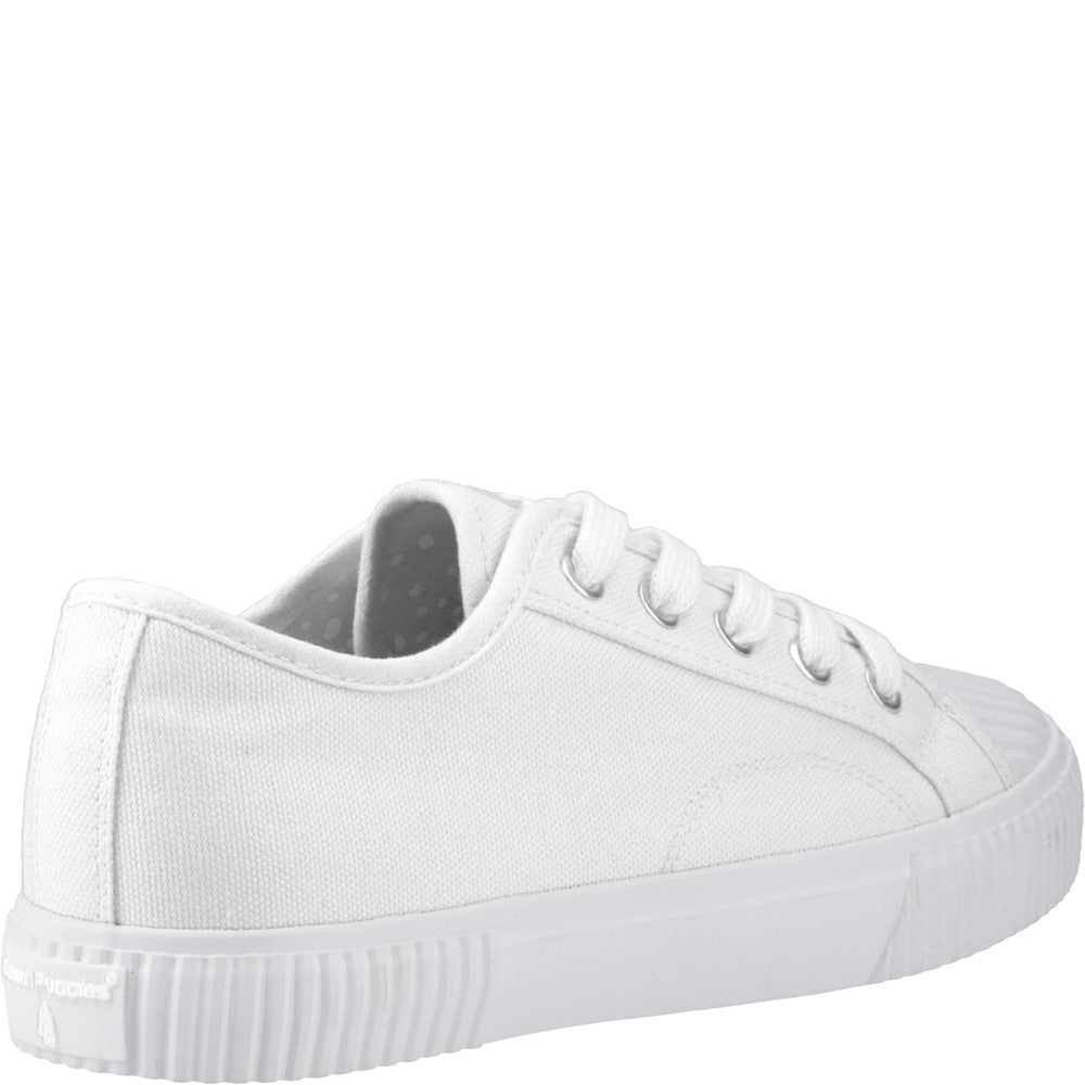 Ladies Sports White Hush Puppies Freya Canvas Trainer