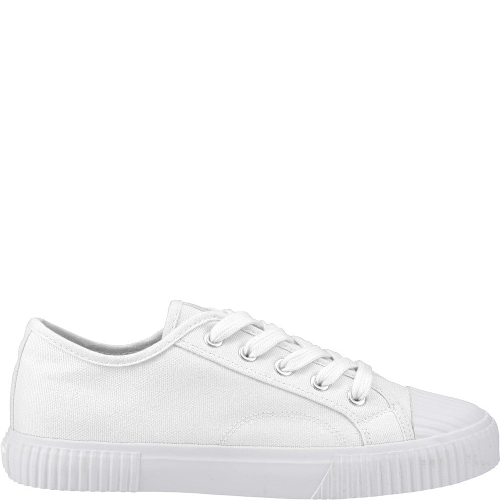 Ladies Sports White Hush Puppies Freya Canvas Trainer