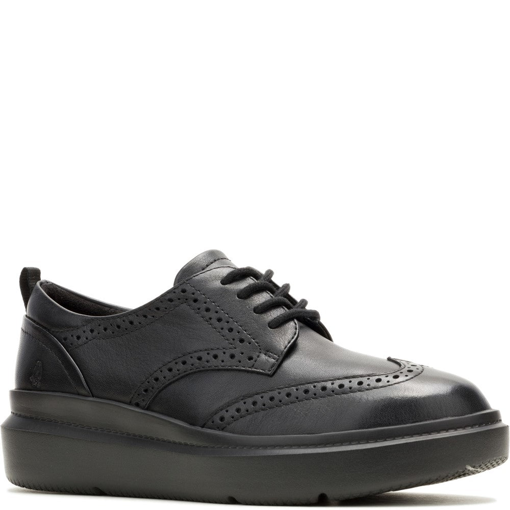 Lace Ladies Shoes Black/Black Hush Puppies Joy Wingtip Lace Up