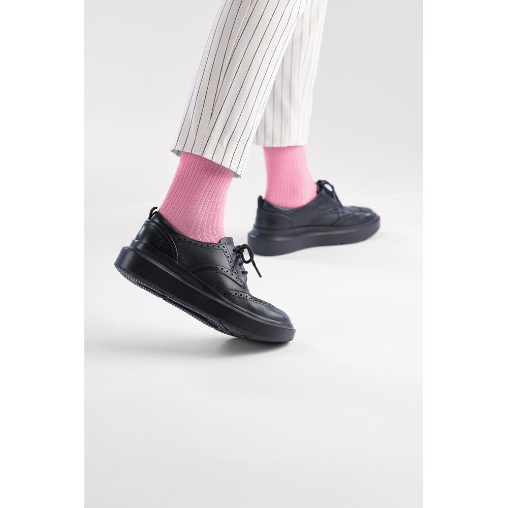 Lace Ladies Shoes Black/Black Hush Puppies Joy Wingtip Lace Up