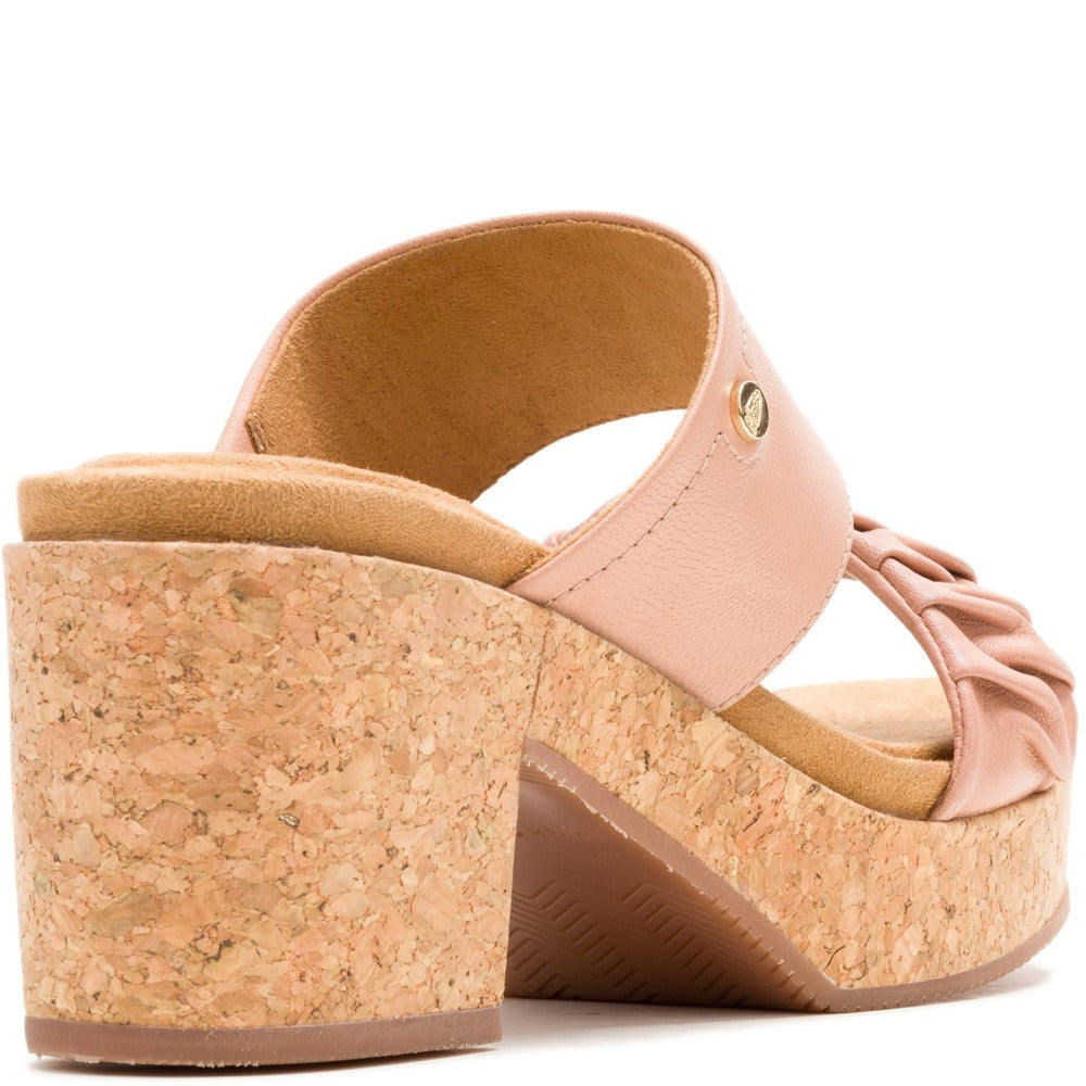 Ladies Heeled Sandals Cafe Creme Hush Puppies Poppy Ruched Slide
