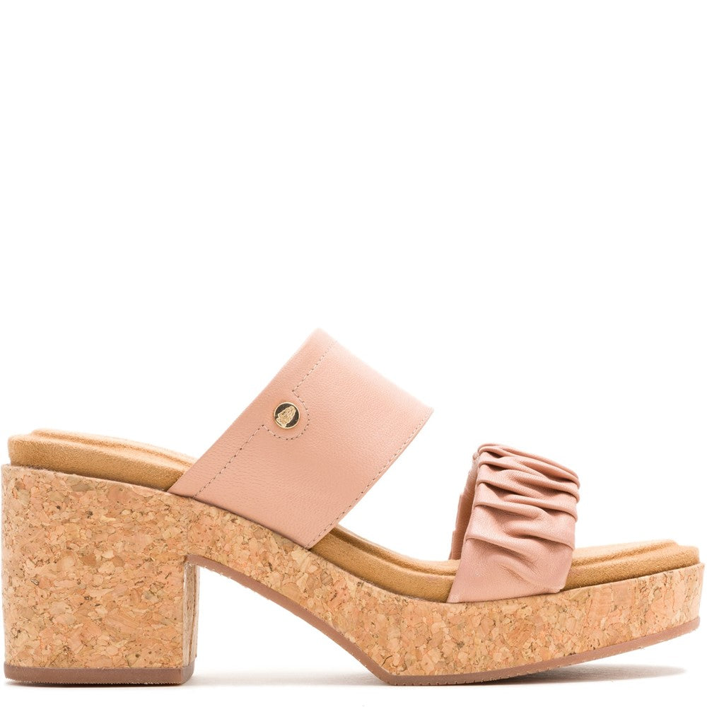 Ladies Heeled Sandals Cafe Creme Hush Puppies Poppy Ruched Slide