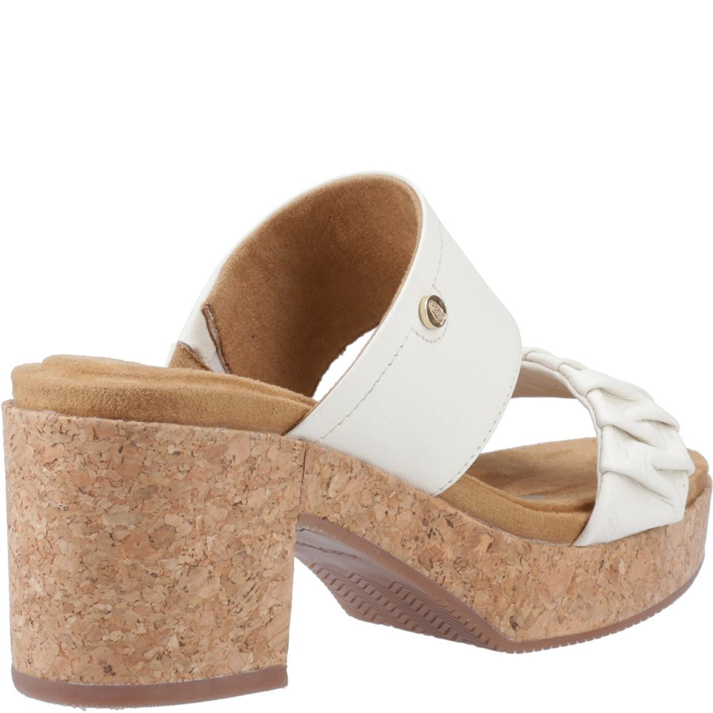 Ladies Heeled Sandals Cream Hush Puppies Poppy Ruched Slide