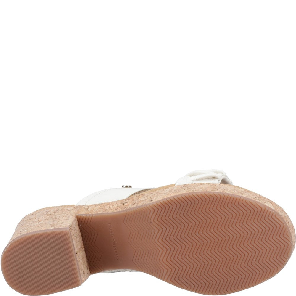 Ladies Heeled Sandals Cream Hush Puppies Poppy Ruched Slide