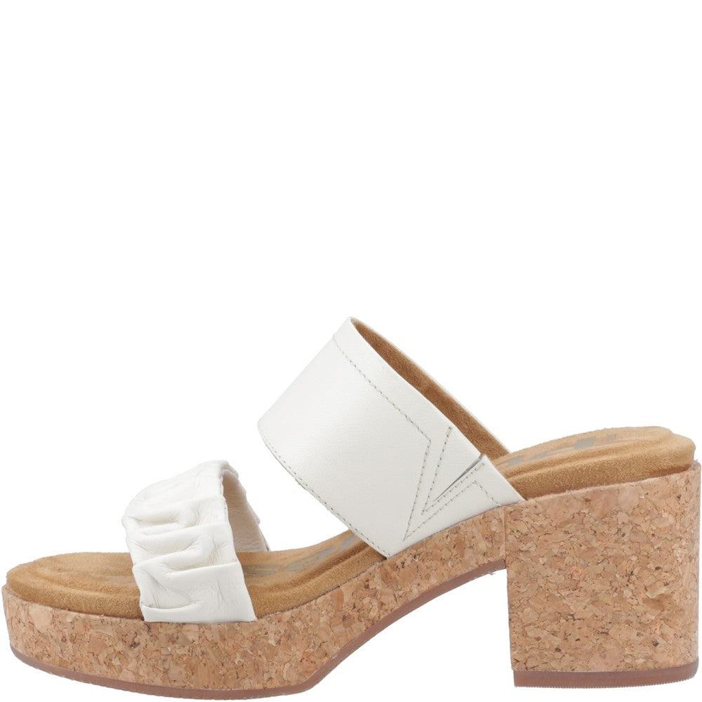 Ladies Heeled Sandals Cream Hush Puppies Poppy Ruched Slide