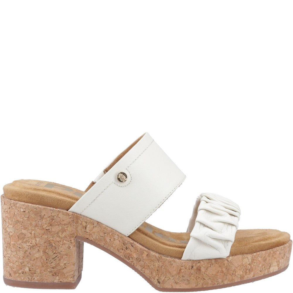 Ladies Heeled Sandals Cream Hush Puppies Poppy Ruched Slide
