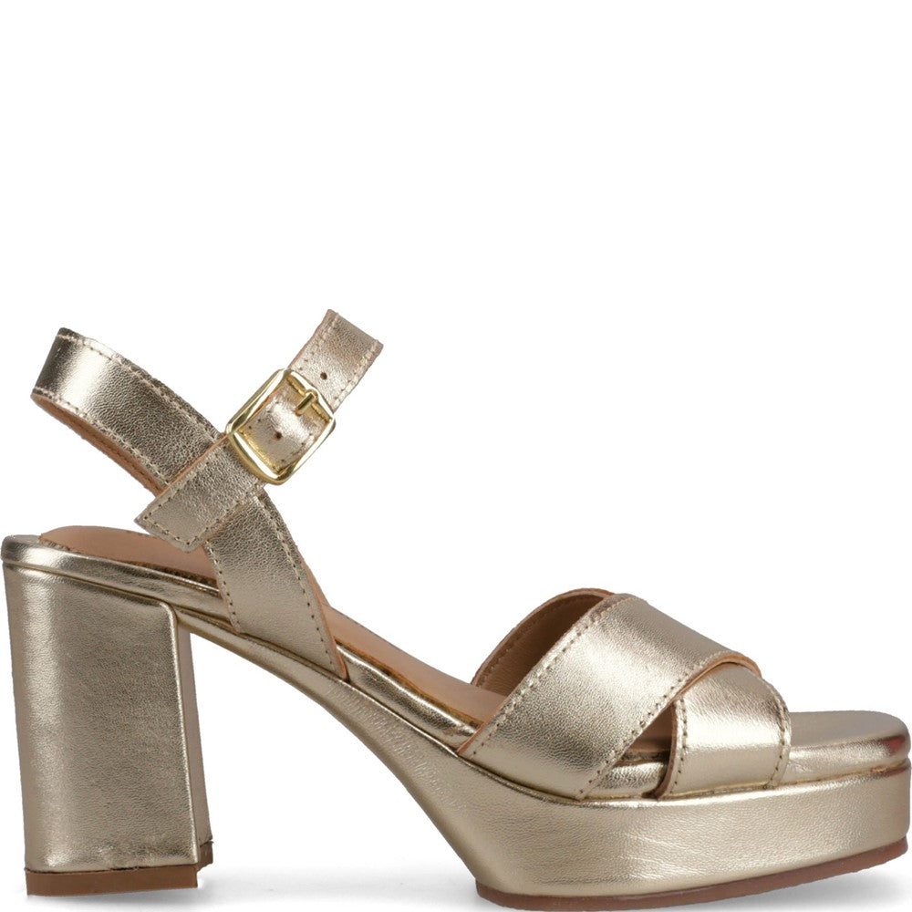 Ladies Heels Gold Hush Puppies Ophelia Leather Heel