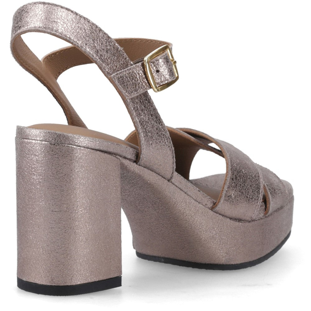 Ladies Heels Pewter Hush Puppies Ophelia Leather Heel