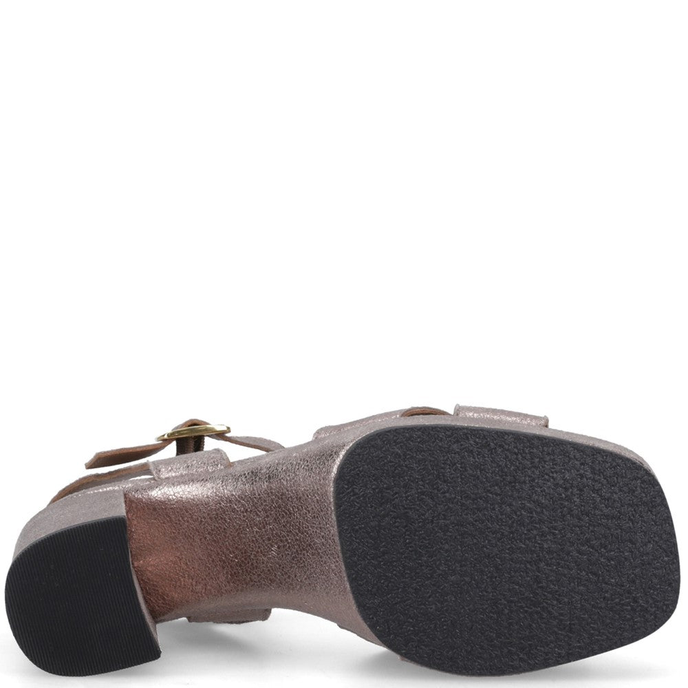 Ladies Heels Pewter Hush Puppies Ophelia Leather Heel