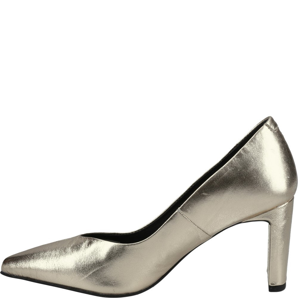 Court Ladies Shoes Gold Hush Puppies Olivia Leather Court Shoe