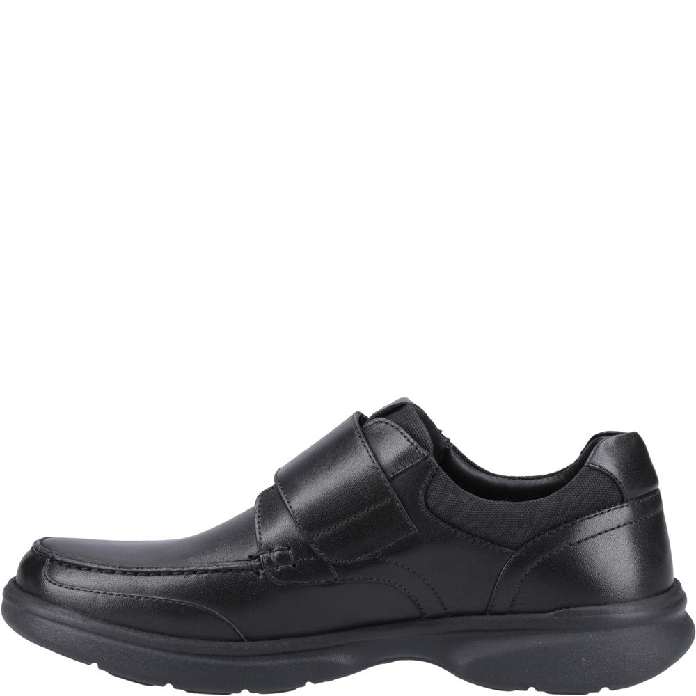 Mens Classic Slip On Shoes Black Hush Puppies Hector Touch Fastening
