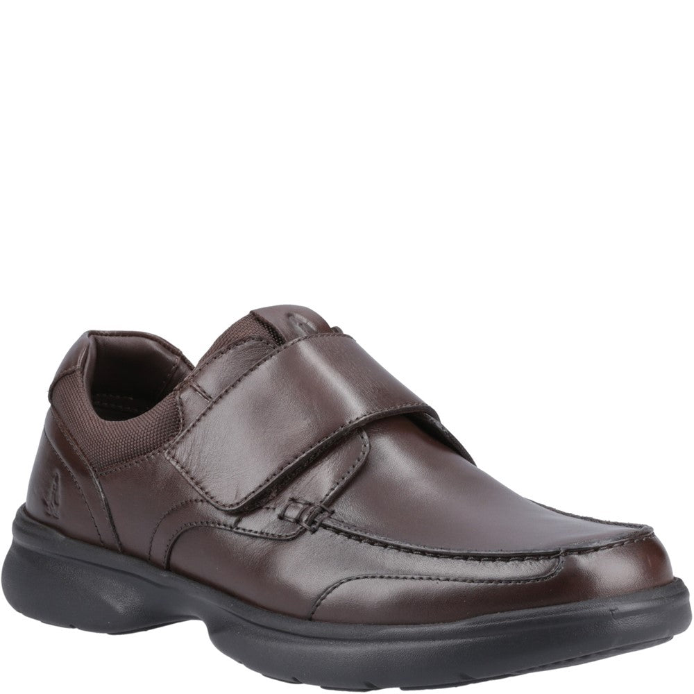 Mens Classic Slip On Shoes Brown Hush Puppies Hector Touch Fastening