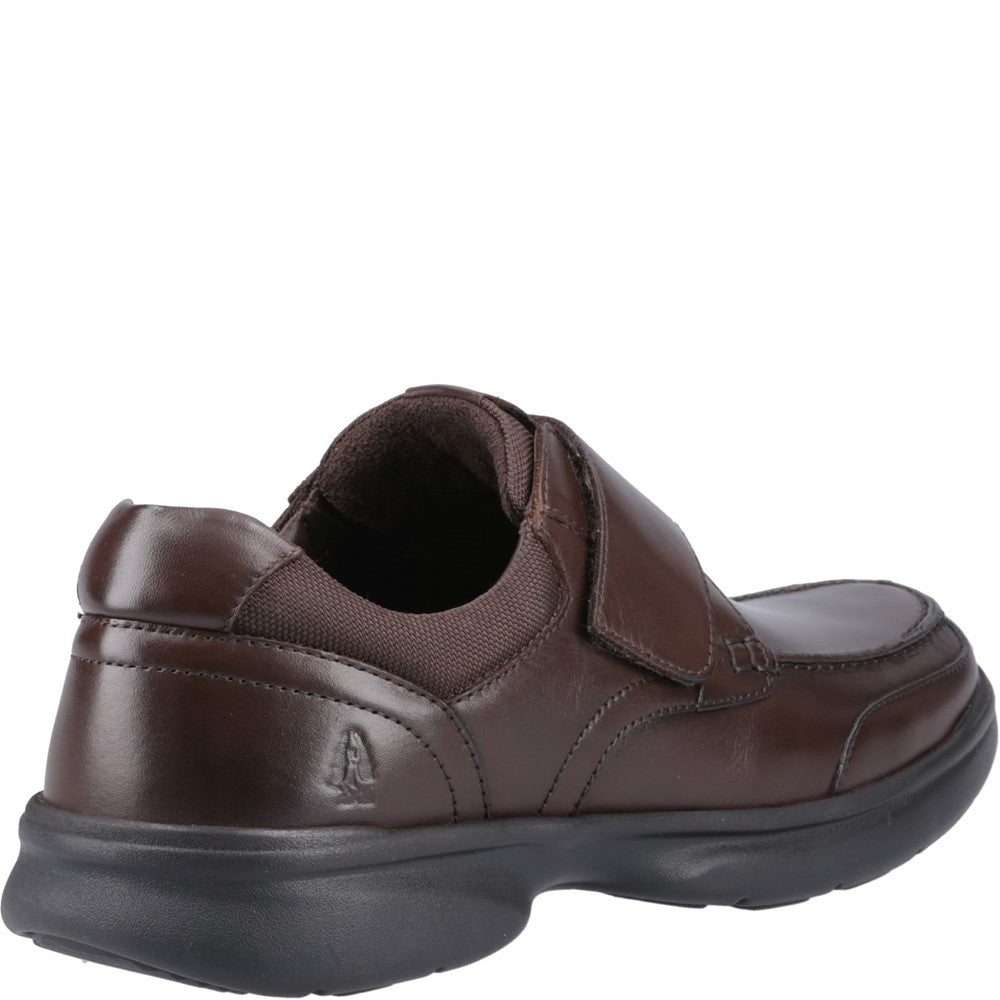 Mens Classic Slip On Shoes Brown Hush Puppies Hector Touch Fastening